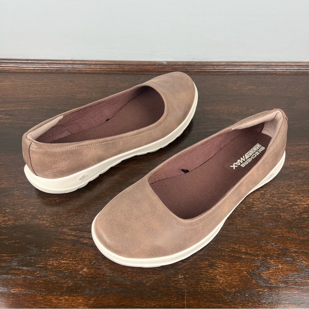Skechers Go Walk Lite Shoes Womens Suede Ballet Flats Size 10 Brown